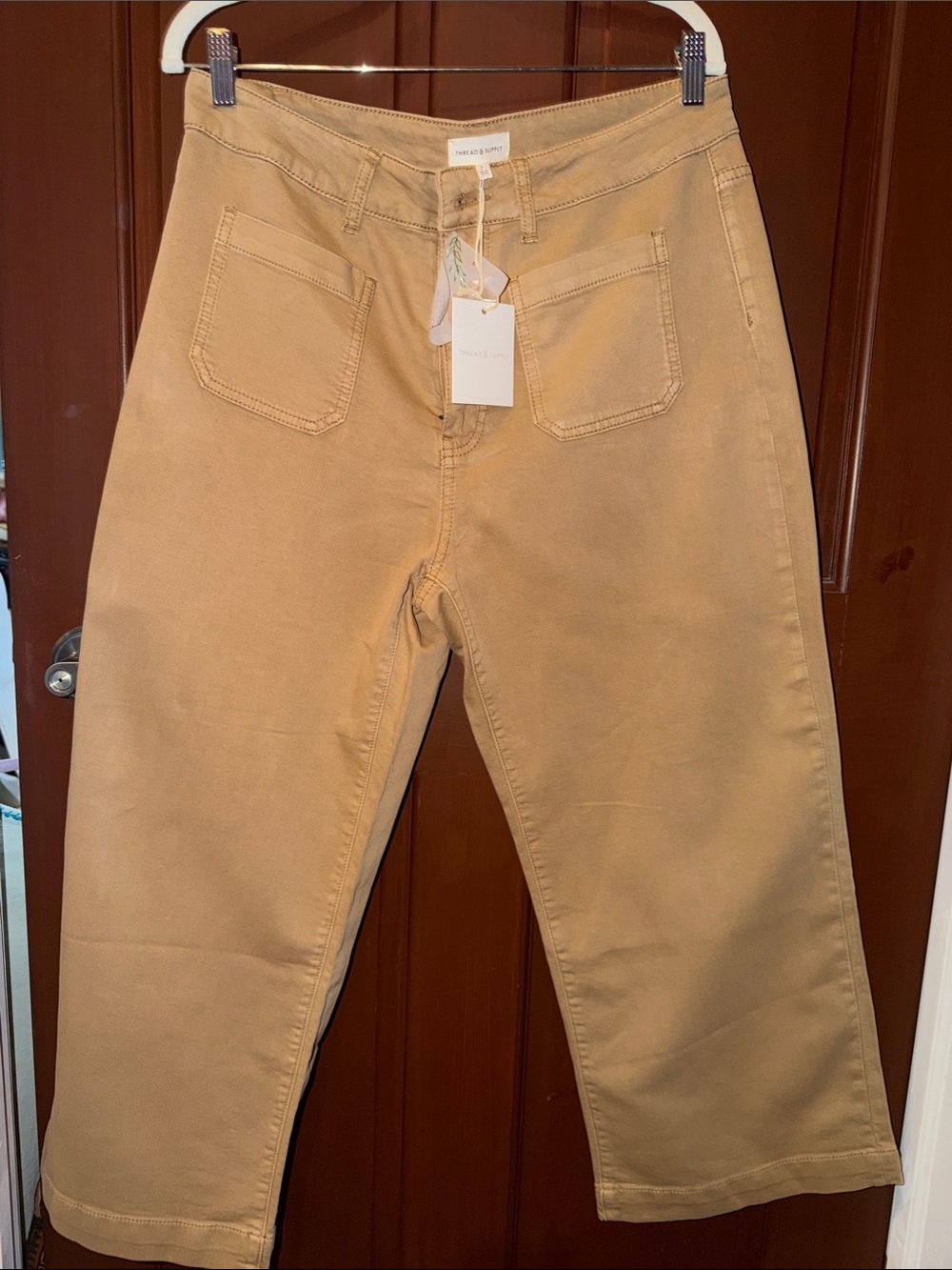 Thread & Supply Sophia Pants Tobacco Brown Kick Flare Cropped Size Large NWT